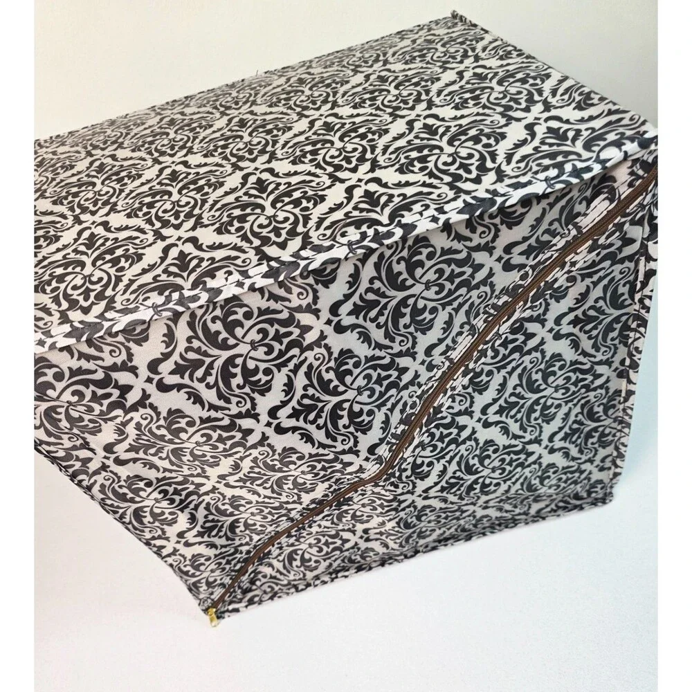 JOY MANGANO Better Beauty Bag Cube Black & White Paisley Collapsible Shell Only